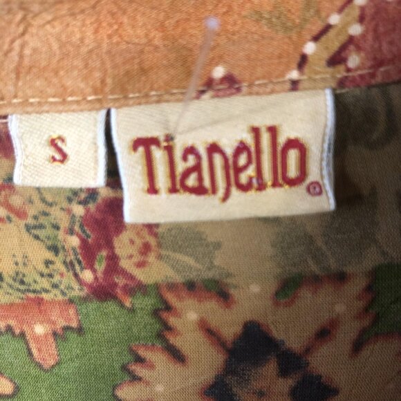 Tianello Shirt Womens Small Patchwork Floral Rayon Boho Made USA Button Front - Picture 3 of 16